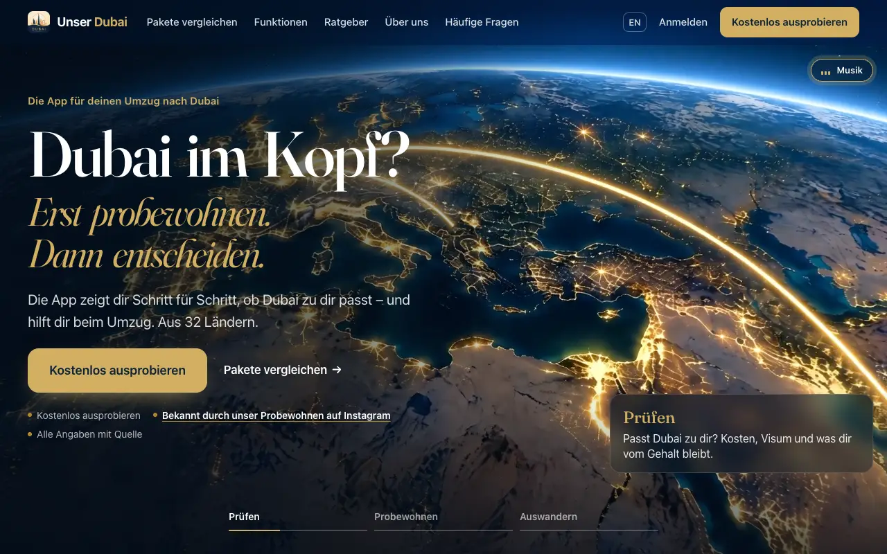 Home page of Unser Dubai